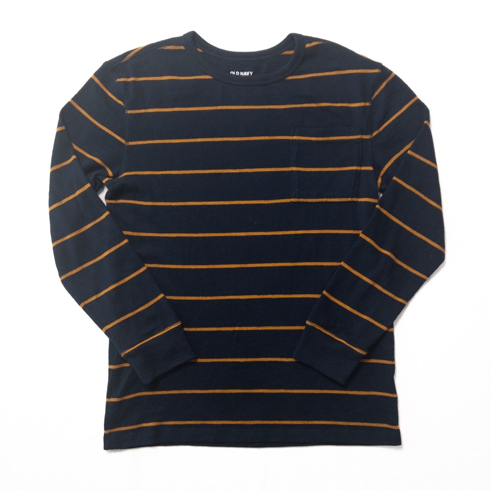 Old Navy Top | Boys XL (14-16) |  Navy and Orange Striped Long Sleeve Shirt